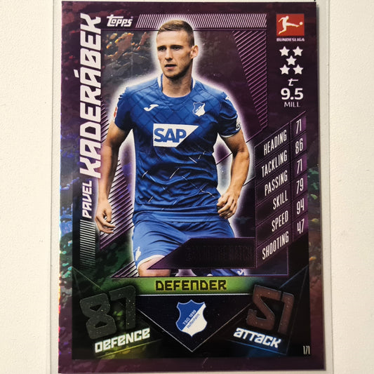 Pavel Kaderabek 2019-20 Topps Match Attax Mann des Spiels #171 Fußball Fußball Hoffenheim Gutärmelig