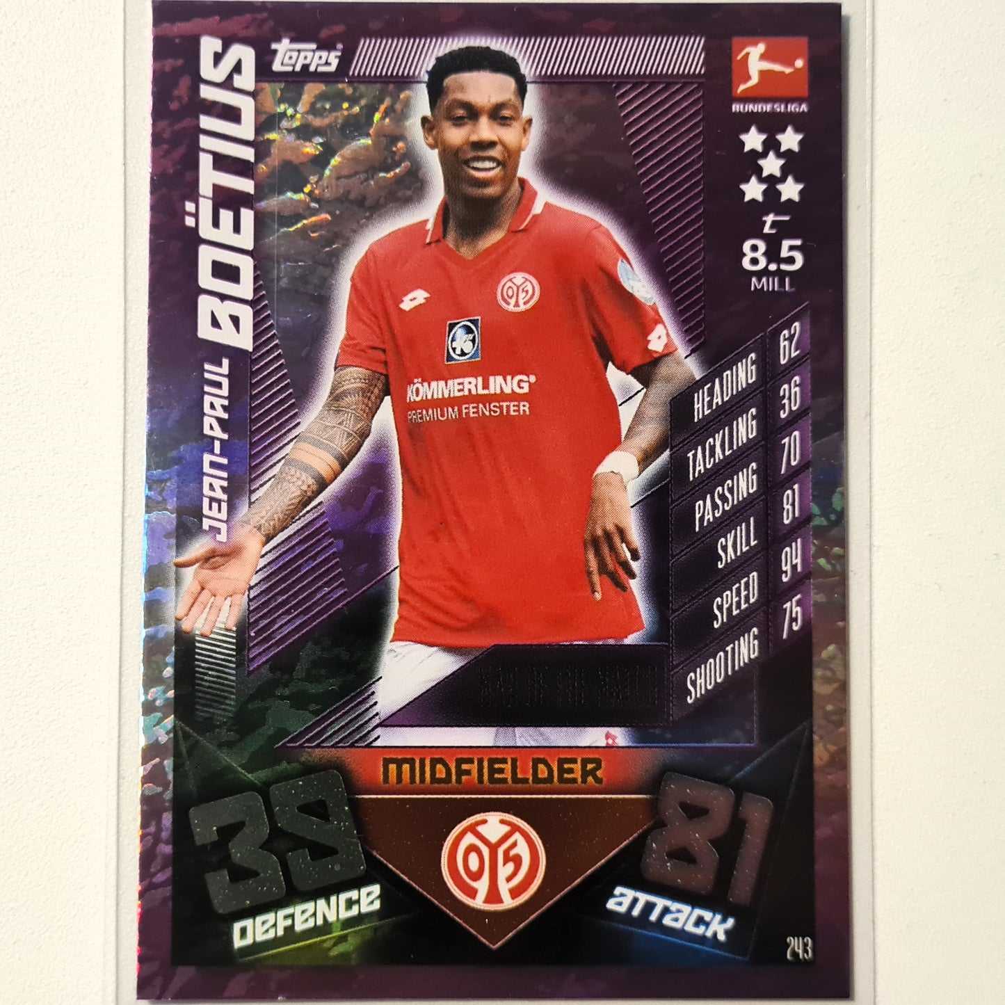 Jean-Paul Boetius 2019-20 Topps Match Attax Man of the Match #243 Fußball Fußball Bayer Leverkusen Sehr gut mit Ärmeln