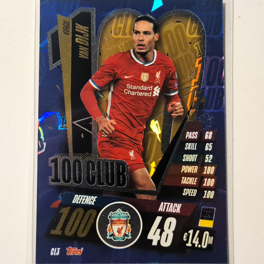 Virgil Van Dijk 2020-21 Topps Match Attax 100 Club CL3 Soccer Football Liverpool  Excellent  Sleeved