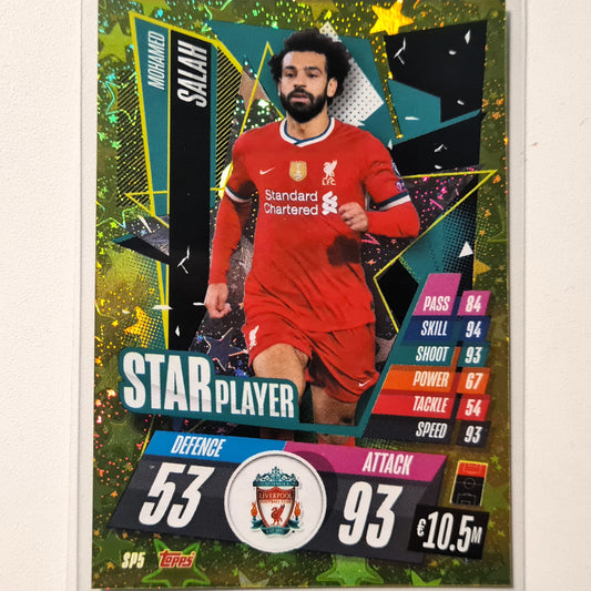 Mohamed Salah 2020-21 Topps Match Attax Star Player SP5 Fußball Fußball Liverpool Mohamed Salah Sleeved