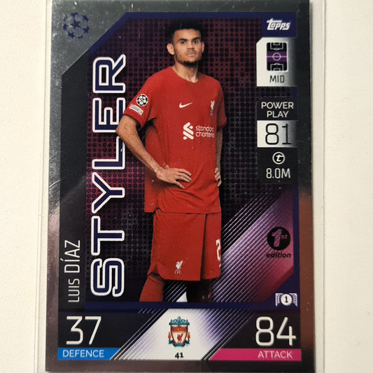 Luis Diaz 2022-23 Topps Match Attax Styler #41 Football Soccer Liverpool FC Excellent Sleeved