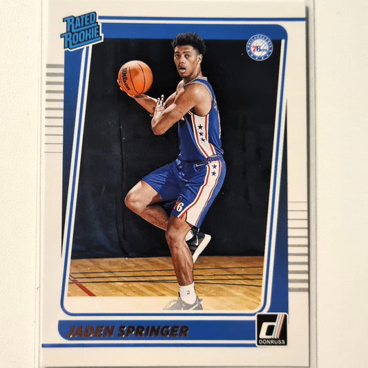Jaden Springer 2021-22 Panini Donruss Rated Rookie RC #247 NBA Basketball Philadelphia 76ers Excellent-Mint Sleeved
