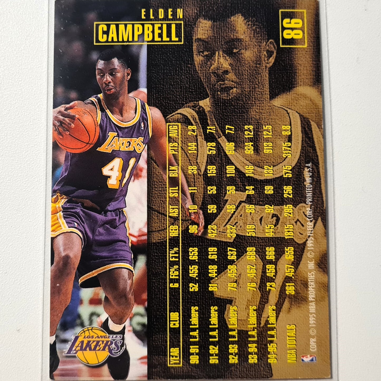 Elden Campbell 1995 Fleer 95-96 #86 NBA Basketball LA Lakers Very good Sleeved