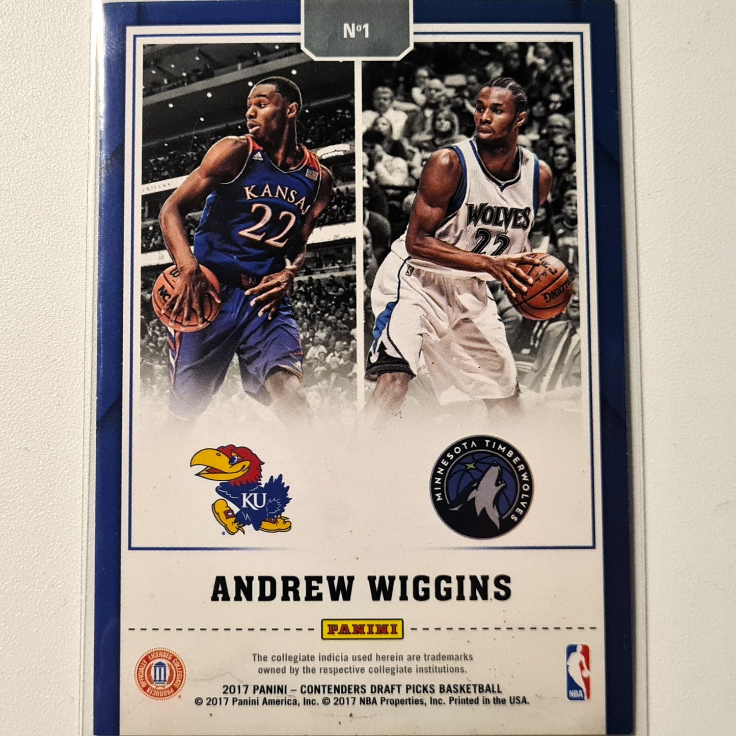 Andrew Wiggins 2017 Panini Contenders #1 NBA Basketball Minnesota Timberwolves Very good-Excellent Sleeved