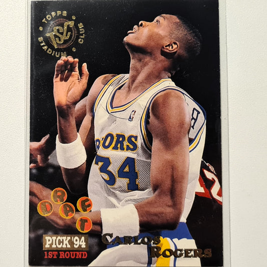 Carlos Rogers 1995 Topps Stadium club draft pick 94 Rookie RC #245 NBA Basketball Golden State Warriors  Very good Sleeved