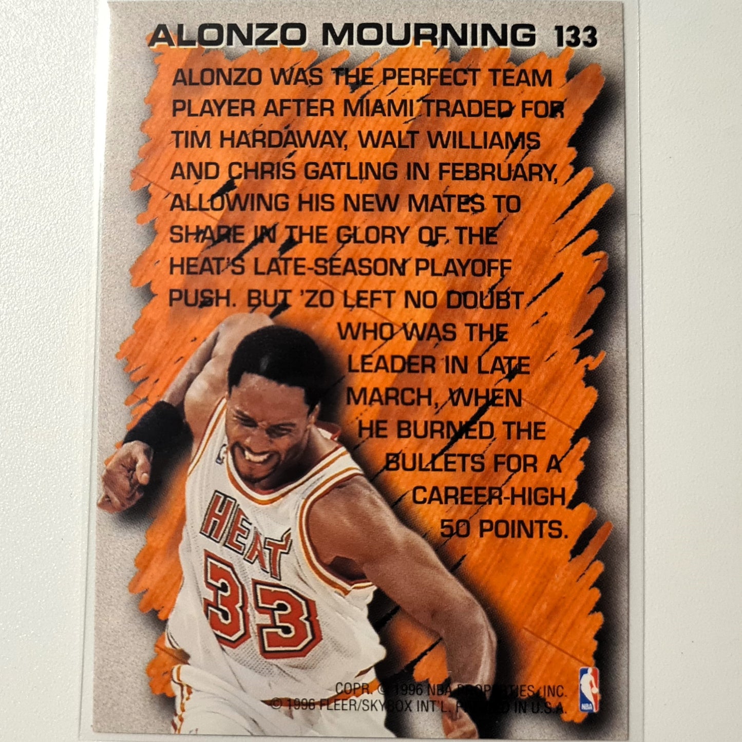 Alonzo Mourning 1996 Fleer 96-97 Hardwood Leader #133 NBA Basketball Miami Heat excellent-mint Sleeved