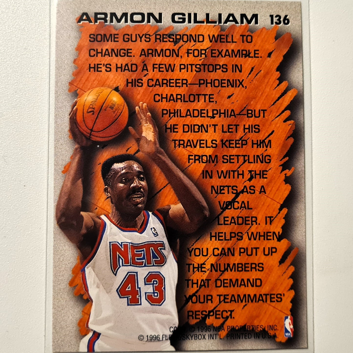 Armon Gilliam 1996 Fleer 96-97 Hardwood Leader #136 NBA Basketball New Jersey Nets Sleeved