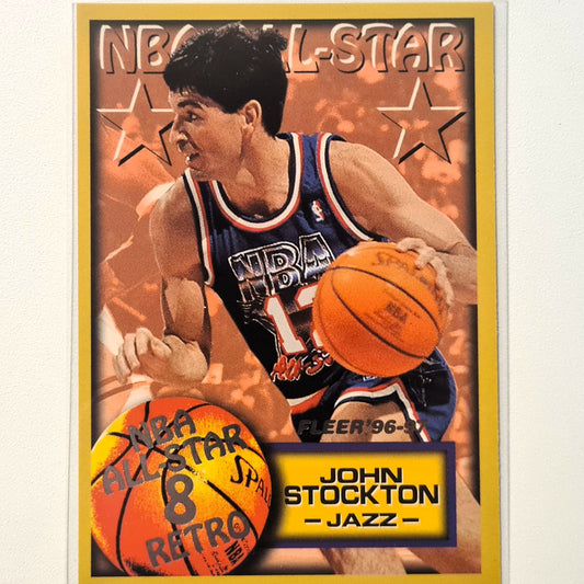 John Stockton 1997 Fleer 96-97 NBA ALL-STAR 4 Retro #285 NBA Basketball Utah Jazz Ausgezeichnet – Mintärmelig