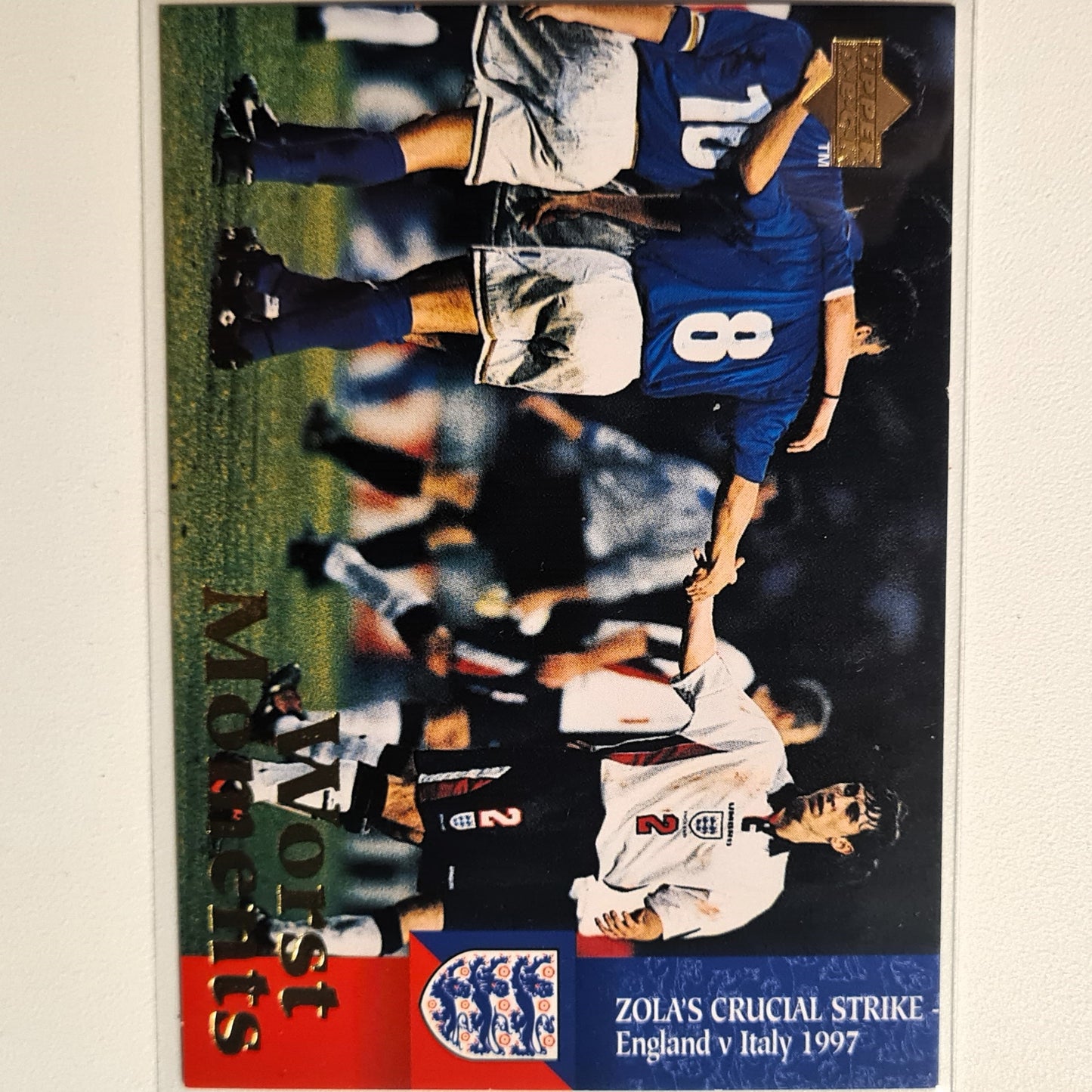 England vs Italy 1997 Upper Deck England Soccer Worst Moments #63 England World cup Very good sleeved