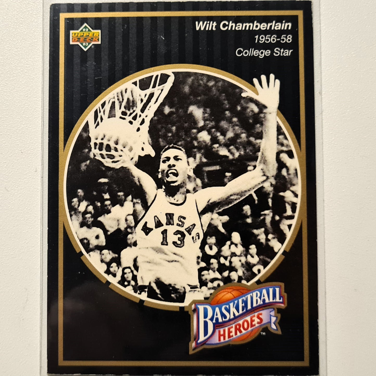 Wilt Chamberlain 1992 Upper-Deck Basketball Heroes College Star  10 of 18 NBA Basketball Philadelphia 76ers Kansas Fair/good sleeved