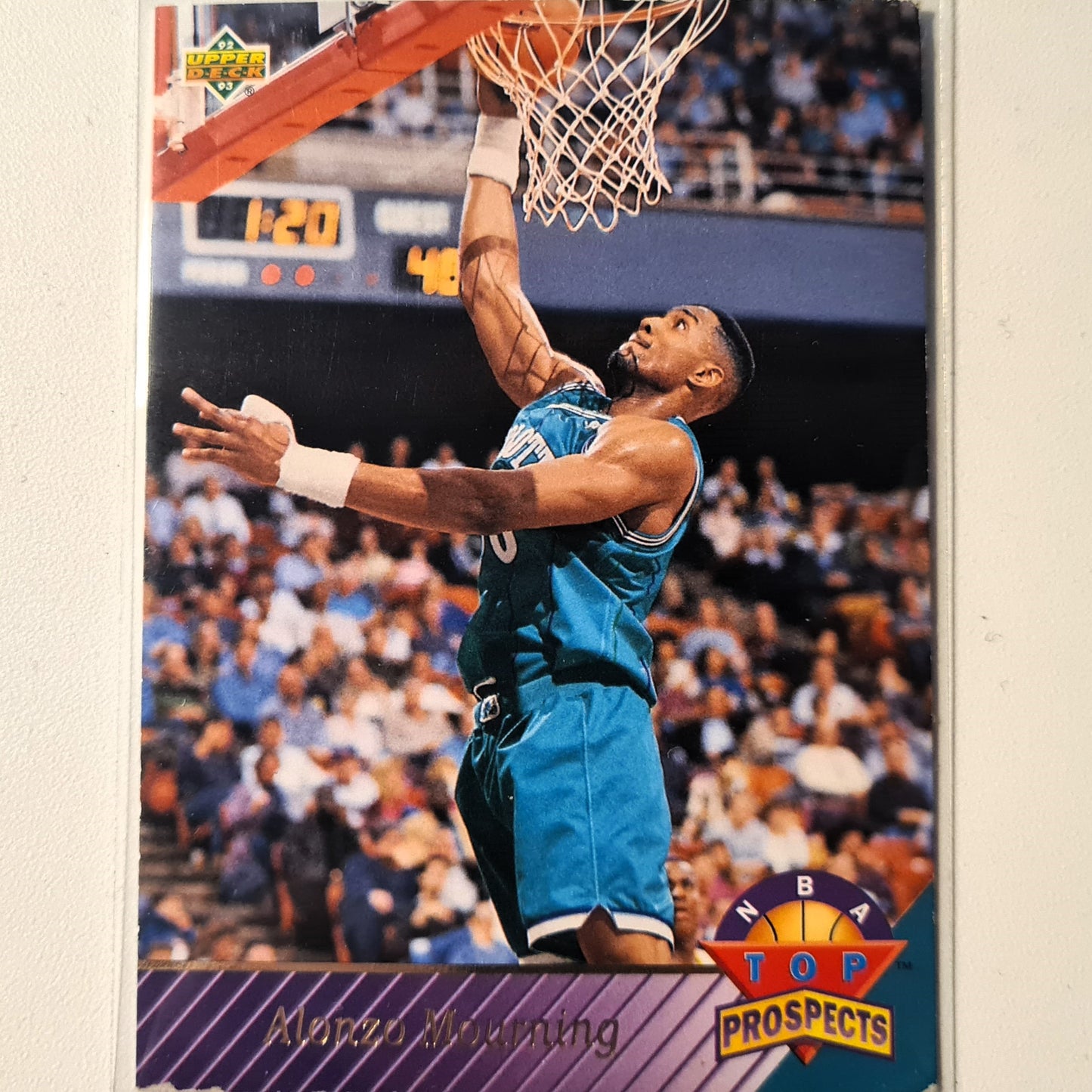 Alonzo Mourning 1993 Upper deck top prospects rookie rc card #457 NBA Basketball Fair sleeved