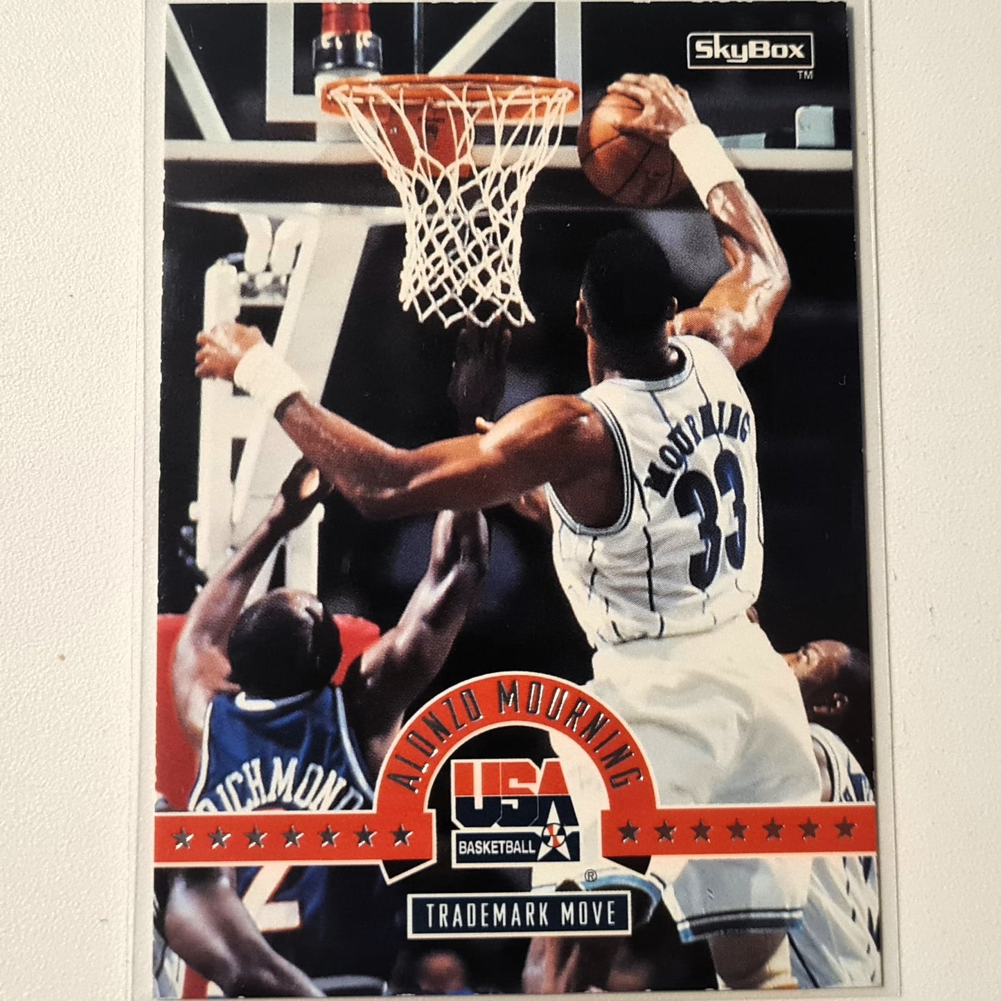 Alonzo Mourning 1994 Skybox USA Basketball trademark move  #5 NBA Basketball fair/good sleeved