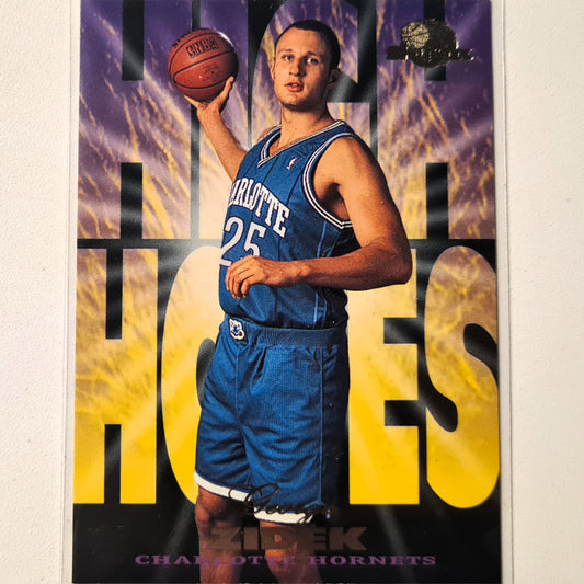 George Zidek 1996 Fleer Skybox High Hopes insert Rookie RC HH3 NBA Basketball Charlotte Hornets Excellent sleeved