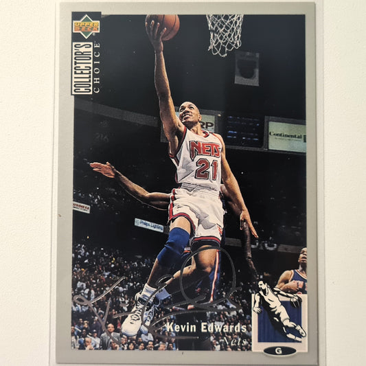 Kevin Edwards 1994 Upper-Deck seltene silberne Signature Series Collectors Choice #36 NBA Basketball New Jersey Nets Hervorragende Ärmel