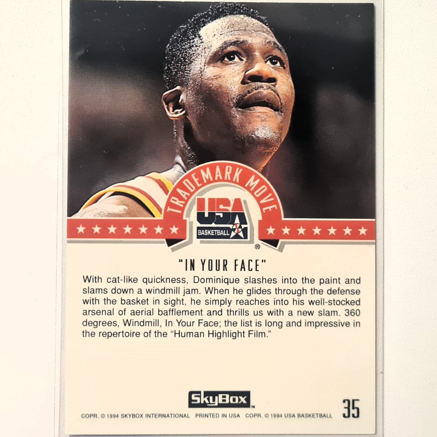 Dominique Wilkins 1994 Skybox USA Basketball NBA In your face #35 NBA Basketball Good sleeved