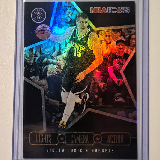 Nikola Jokic 2020-21 Panini Hoops lights camera action hoil refractor #16 NBA Basketball Denver Nuggets Excellent/Mint Sleeved