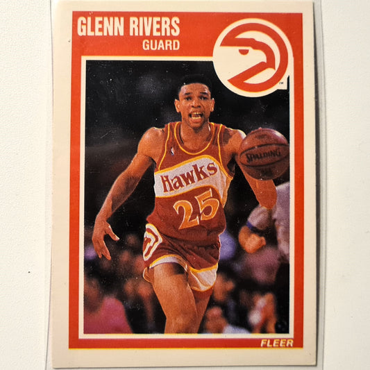 Glenn Rivers 1989 Fleer #5 NBA Basketball Atlanta Hawks Very good sleeved