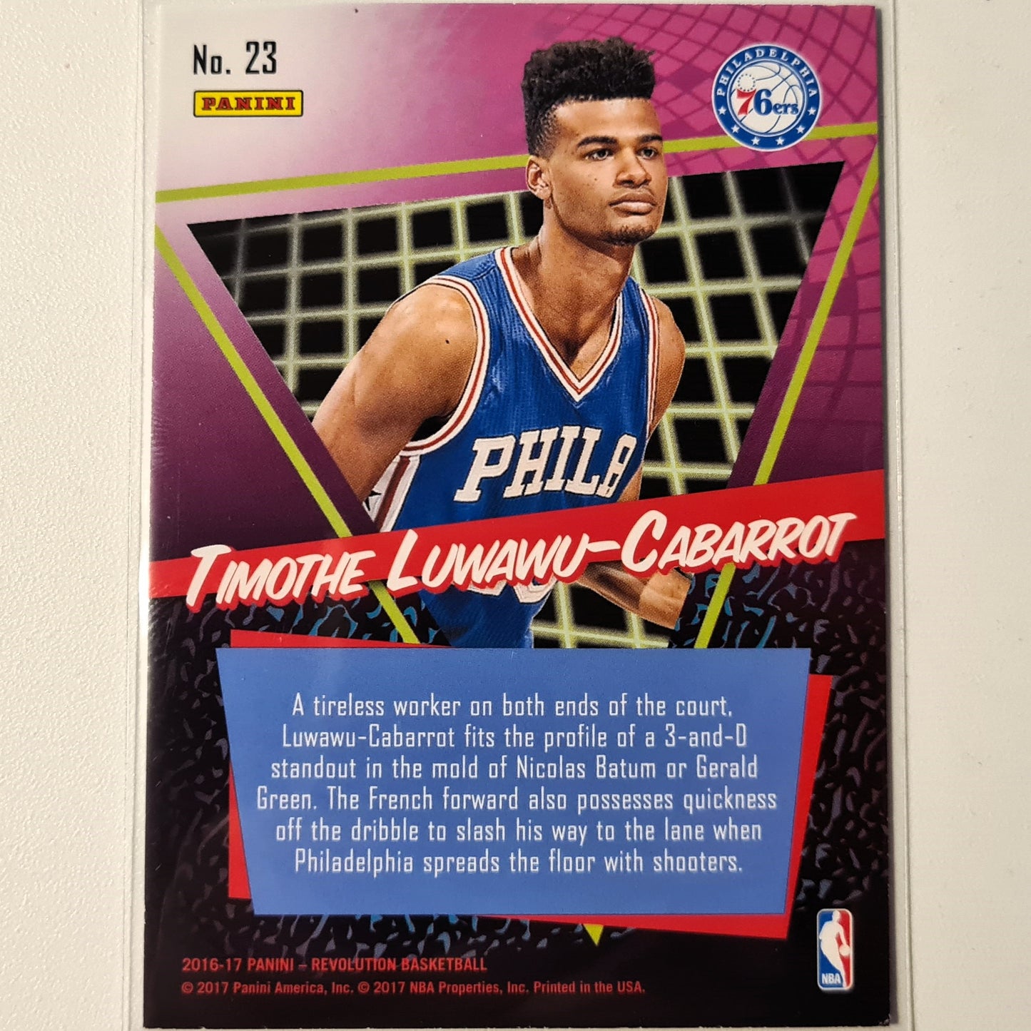 Timothe Luwawu-Cabarrot 2016-17 Panini Revolution Rookie RC #23 NBA Basketball Philadelphia 76ers Excellent sleeved