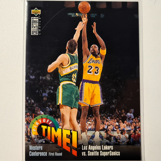Lakers vs Sonics 1995 Upper-Deck playoff time  #357 NBA Basketball LA Lakers Very good/Excellent sleeved
