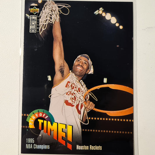 Houston vs Orlando 1995 Upper-Deck playoff time  #365 NBA Basketball Houston Rockets Very good/Excellent sleeved