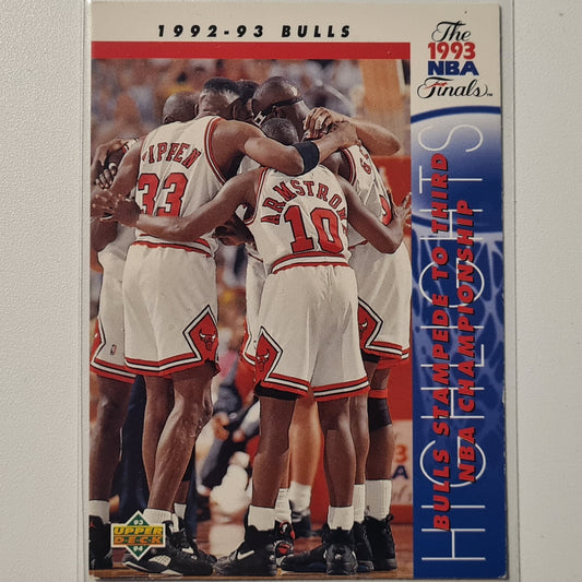 Bulls third NBA championship 1993 Upper-Deck #208 NBA Basketball Chicago bulls GOOD-VERY GOOD mint sleeved