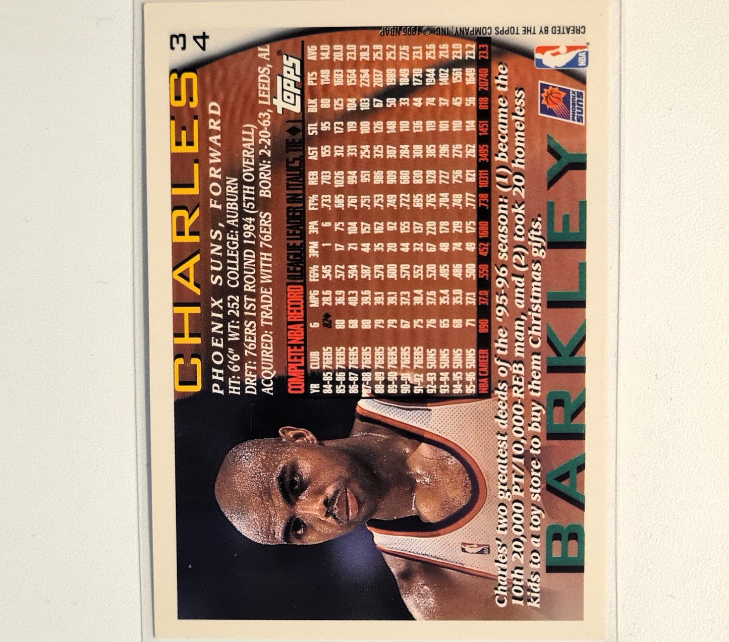 Charles Barkley 1994 Topps #34 NBA Basketball Phoenix Suns Ausgezeichnete Ärmel