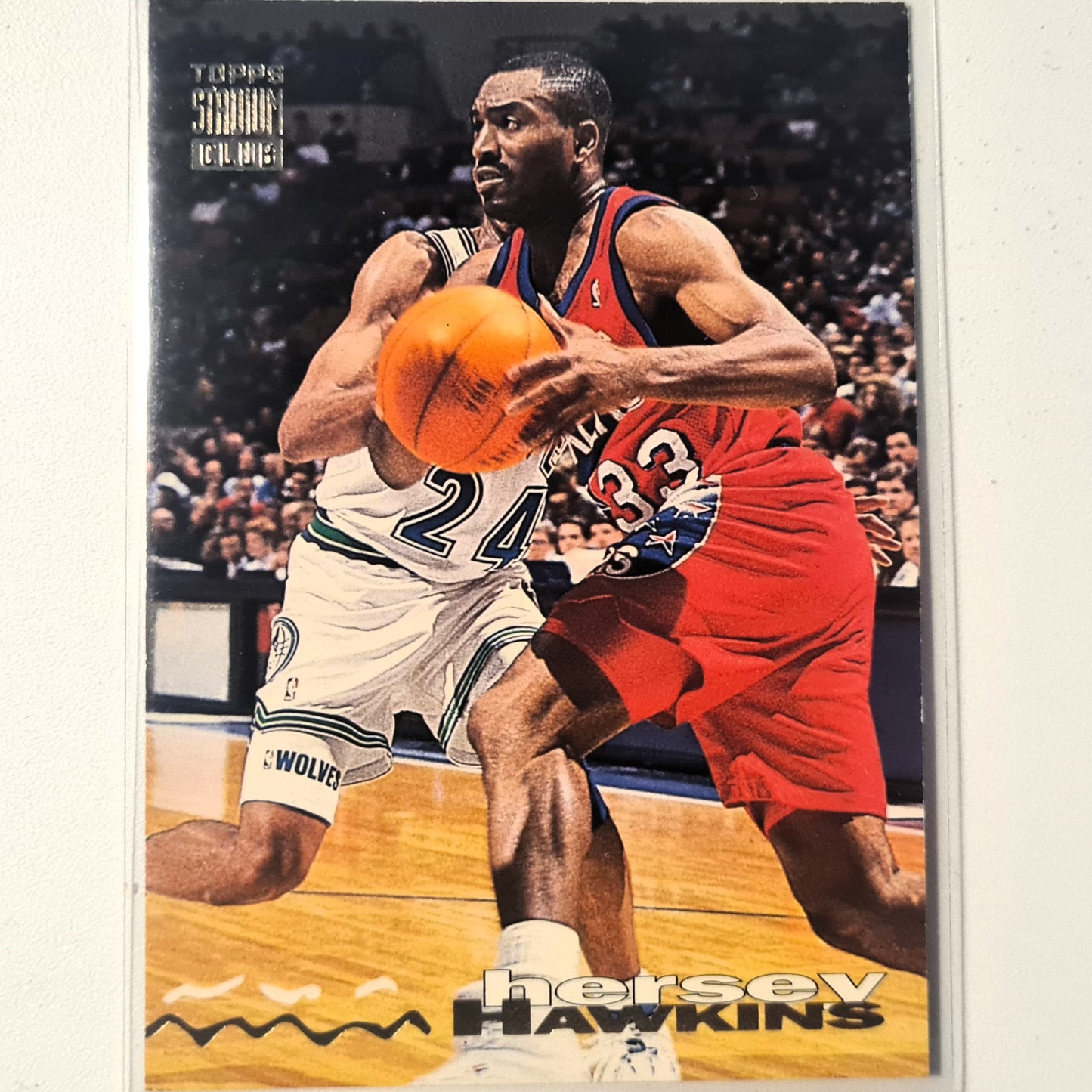 Hersey Hawkins 1993 Topps Stadium Club #25 NBA Basketball Philadelphia 76ers Gute Ärmel