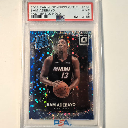 Bam Adebayo 2017-18 Panini Donruss Rated #187 NBA Basketball Miami Heat PSA 9 Graded Slab