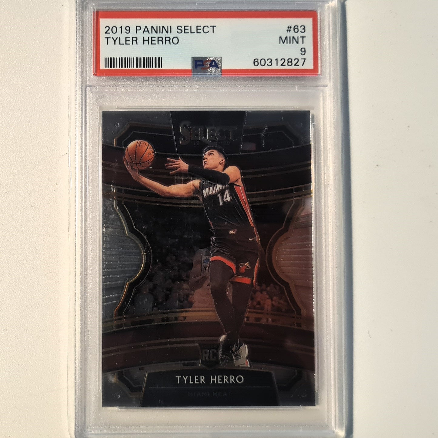 Tyler Herro 2019 Panini Select Rookie RC #63 NBA Basketball Miami Heat PSA 9 abgestufte Platte