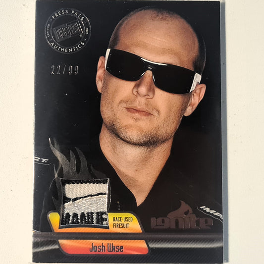 Josh Wise 2012 Press pass Ignite race used materials patch Numbered 22/99 IM-JW Nascar Motorsports good/very good sleeved