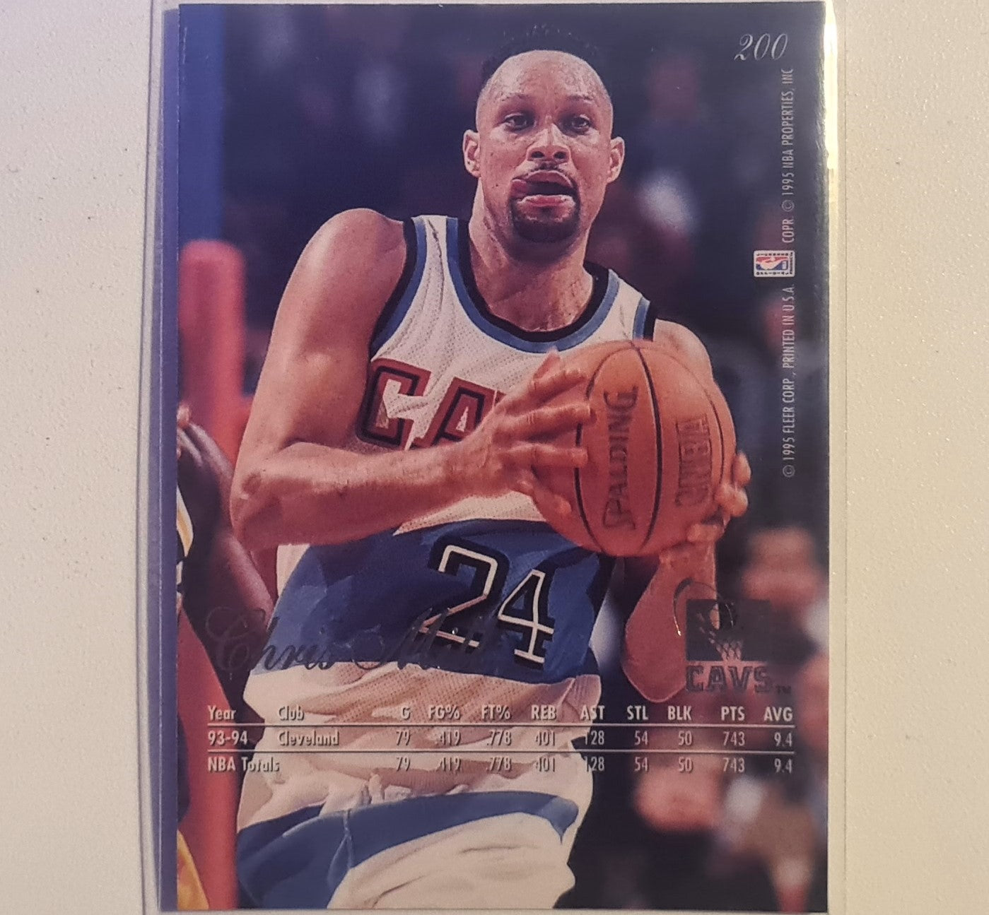 Chris Mills 1994 Fleer Flair 94-95 #200 NBA Basketball Cleveland Cavaliers Excellent Sleeved