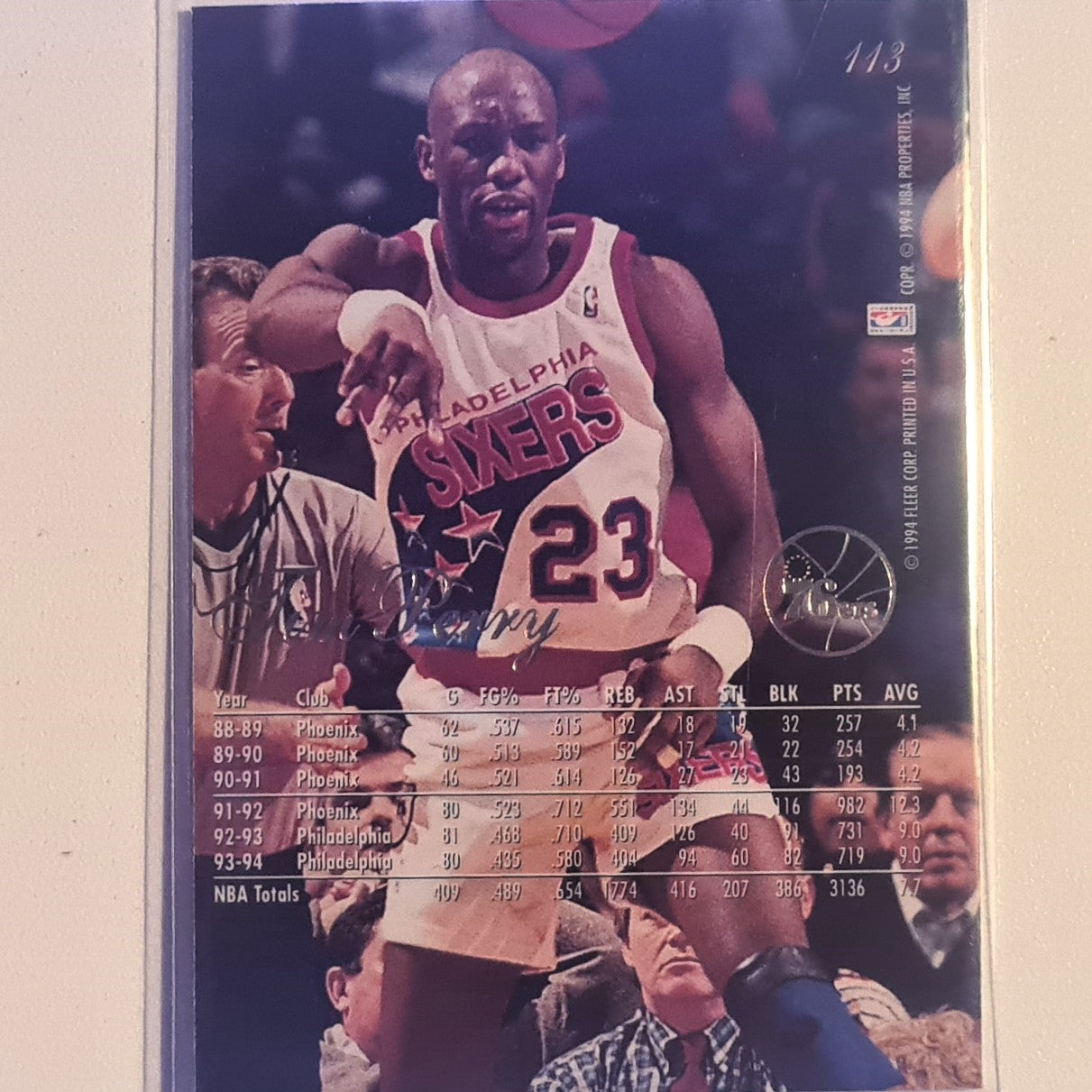 Tim Perry 1994 Fleer Flair 94-95 #113 NBA Basketball Philadelphia 76ers Ausgezeichnete Ärmel