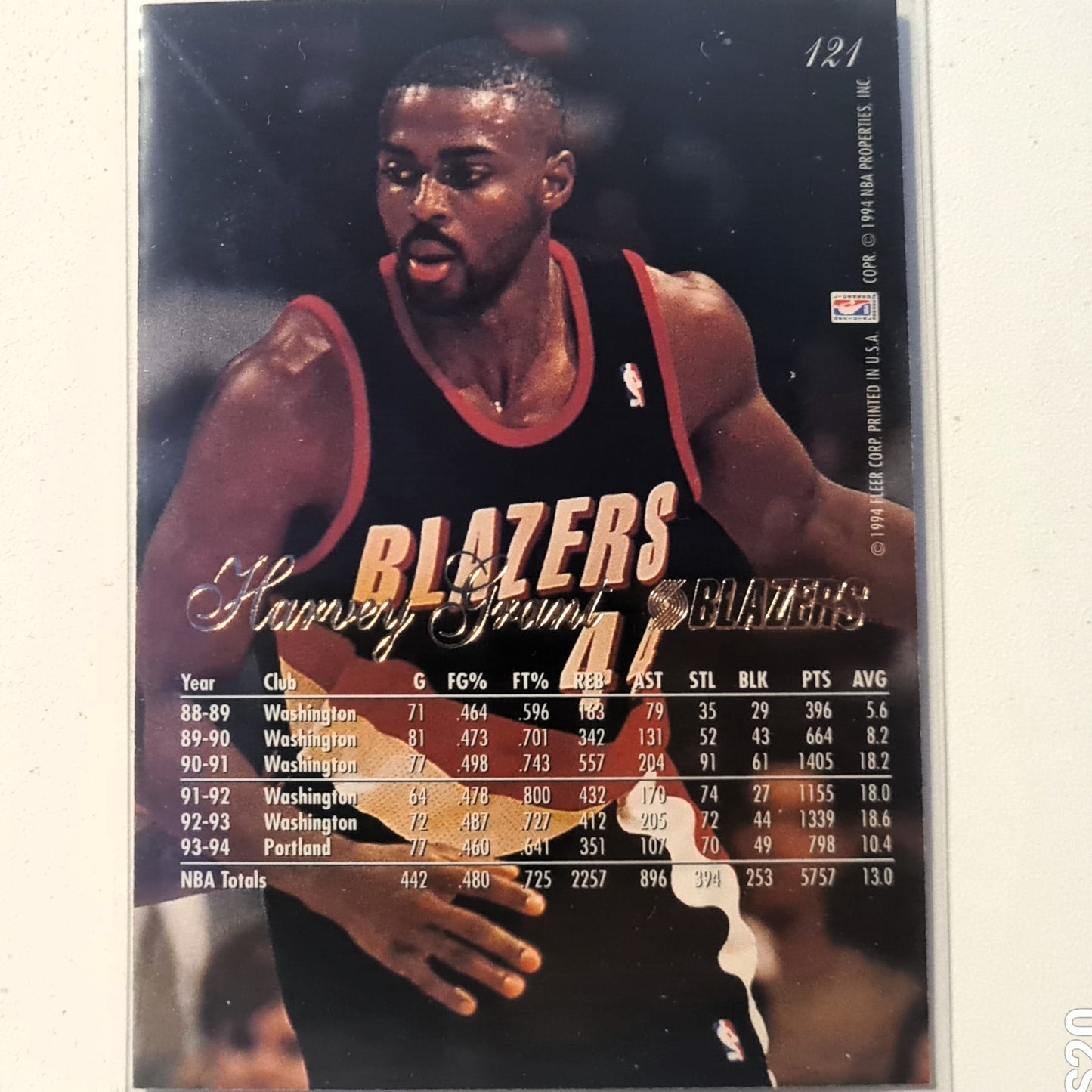 Harvey Grant 1994 Fleer Flair 94-95 #121 NBA Basketball Portland Trail Blazers Ausgezeichnete Ärmel