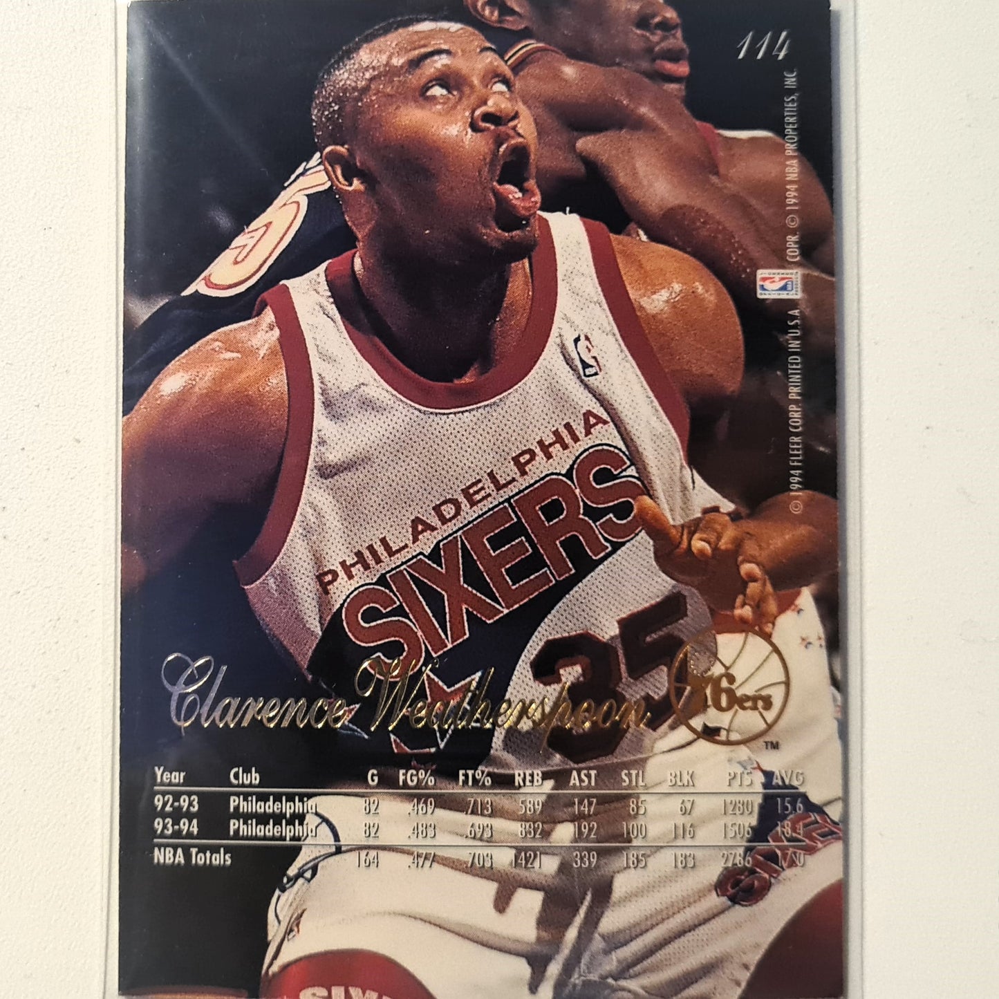 Clarence Weatherspoon 1994 Fleer Flair 94-95 #114 NBA Basketball Philadelphia 76ers Excellent Sleeved