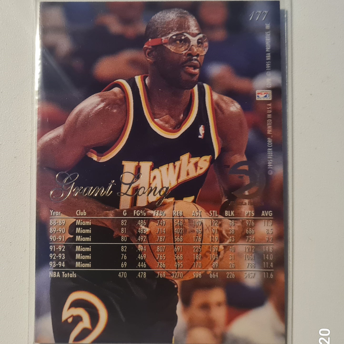 Grant Long 1994 Fleer Flair 94-95 #177 NBA Basketball Atlanta Hawks Ausgezeichnete Ärmel