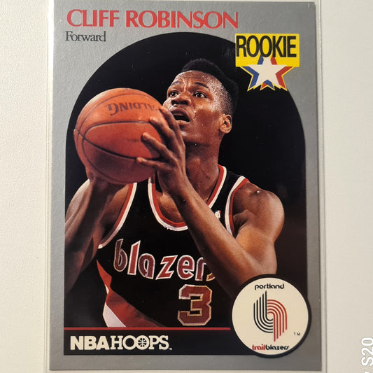 Cliff Robinson 1990 NBA Hoops Rookie RC #250 NBA Basketball Portland Trail Blazers excellent  Sleeved