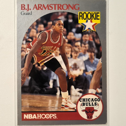 BJ Armstrong 1990 NBA Hoops Rookie RC #60 NBA Basketball Chicago Bulls very good Sleeved