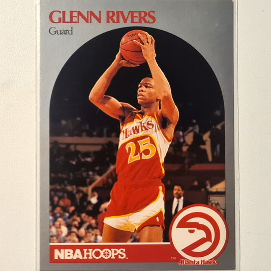 Glenn Rivers 1990 NBA Hoops #32 NBA Basketball Atlanta Hawks, sehr gut mit Ärmeln