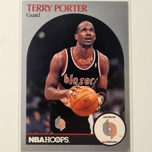 Terry Porter 1990 NBA Hoops #249 NBA Basketball Portland Trail Blazers gut, sehr gut Ärmellos