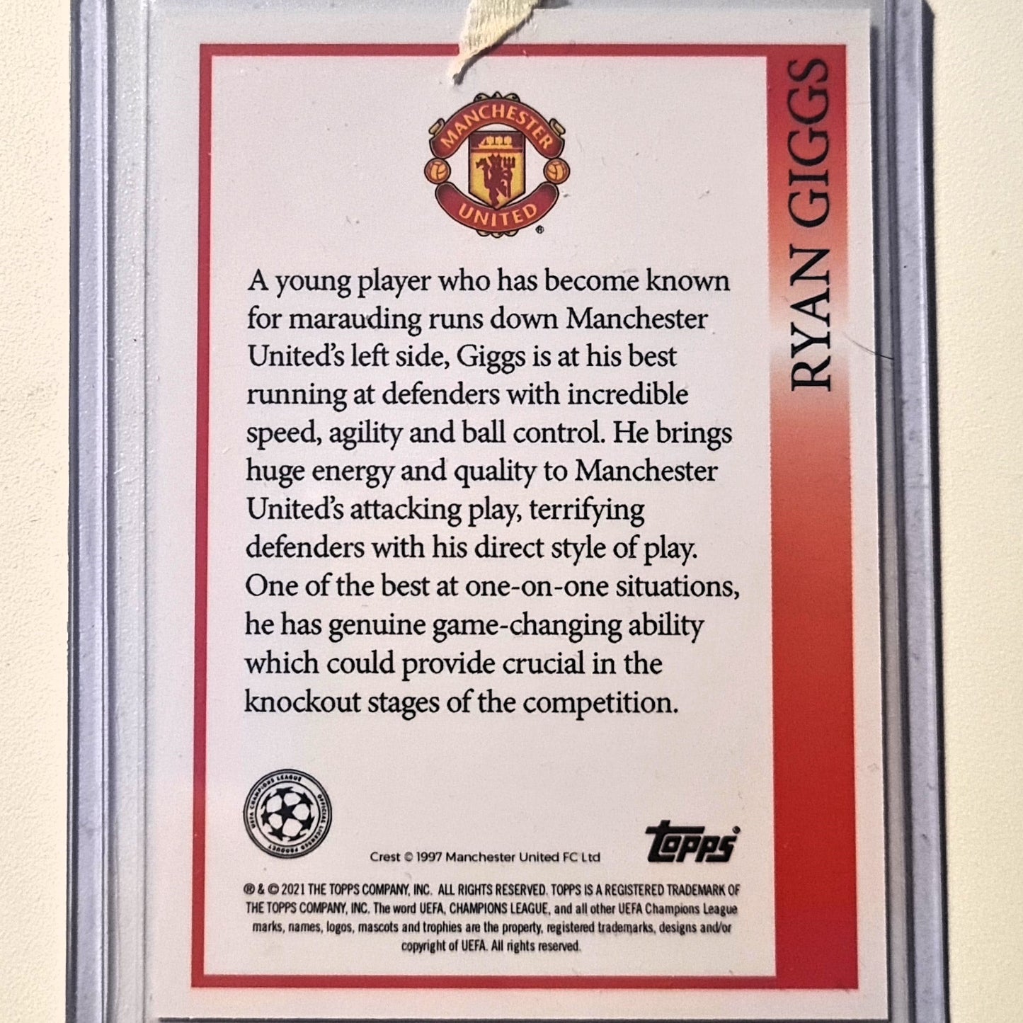 Ryan Giggs 2021 Topps lost rookie RC Soccer Football Manchester United Excellent/Mint Sleeved