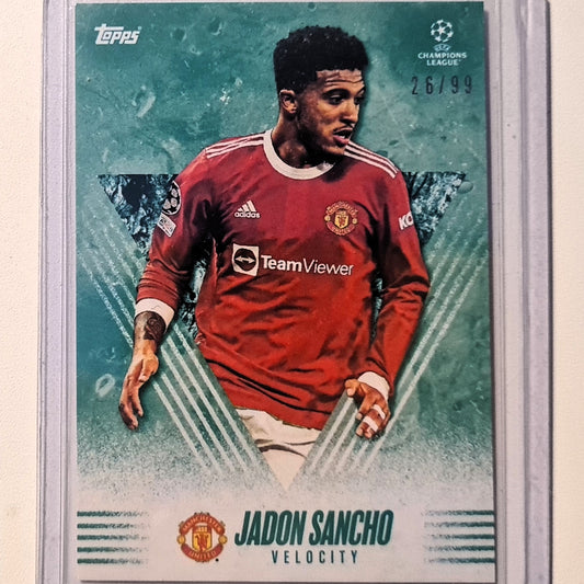 Jadon Sancho 2020 Topps Alphonso Davies curated set numbered 26/99 Velocity  Soccer Football Manchester United Excellent/Mint Sleeved