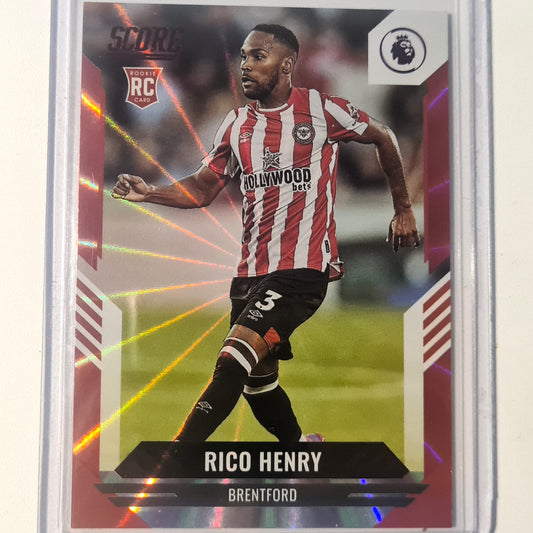 Rico Henry 2021-22 Panini Score Soccer laser holo rookie RC #53 Football Brentford superb sleeved