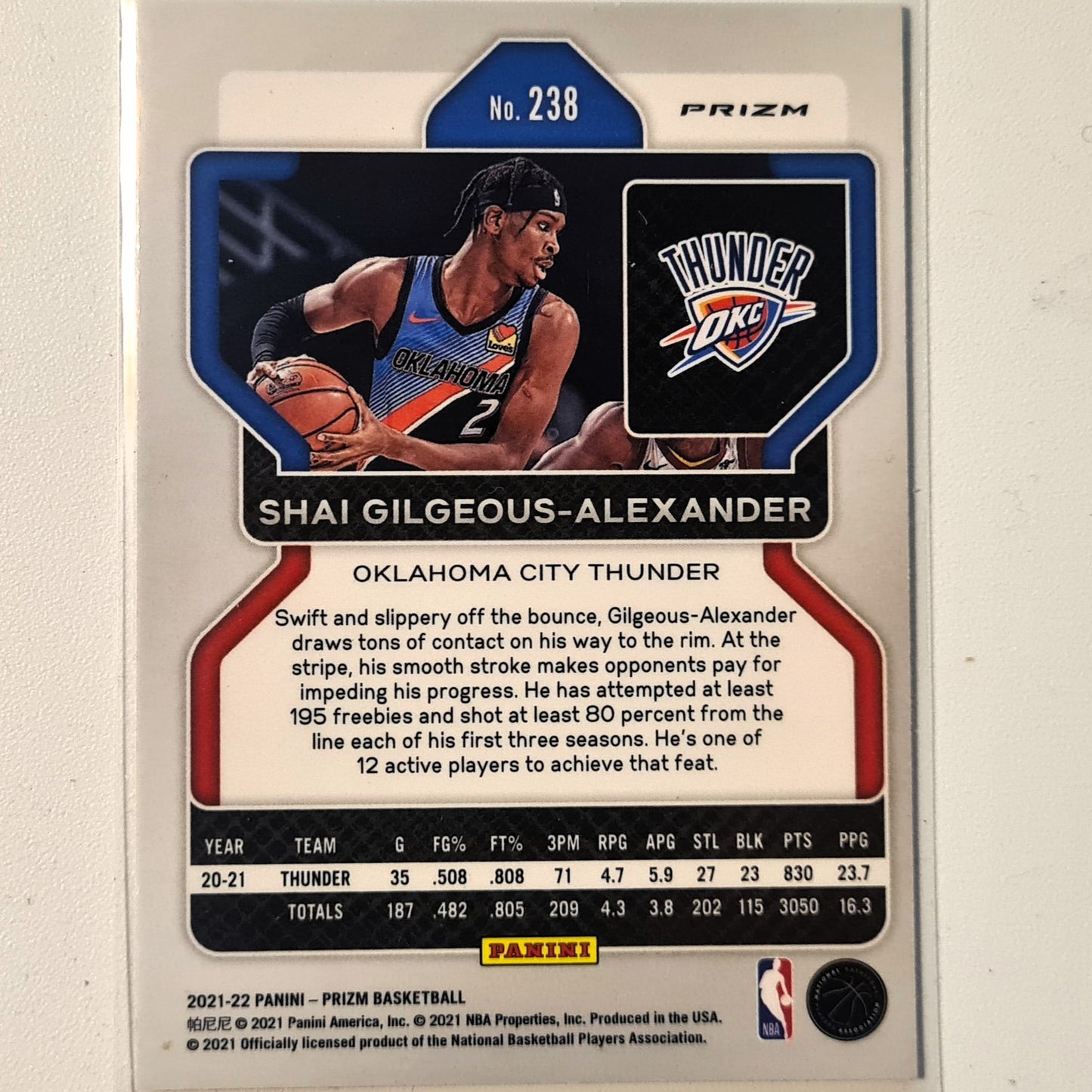 Shai Gilgeous-Alexander 2021-22 Panini Prizm Disco #238 NBA Basketball Charlotte Hornets Excellent/Mint sleeved