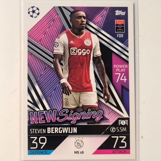 Steven Bergwijn 2022-23 Topps Match Attax New Signing NS 16 Soccer Football Ajax Excellent/Mint sleeved