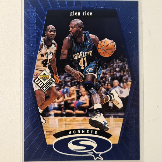 Glen Rice 1998 Upper-Deck SQ3 starquest Blue NBA Basketball Charlotte Hornets Excellent sleeved