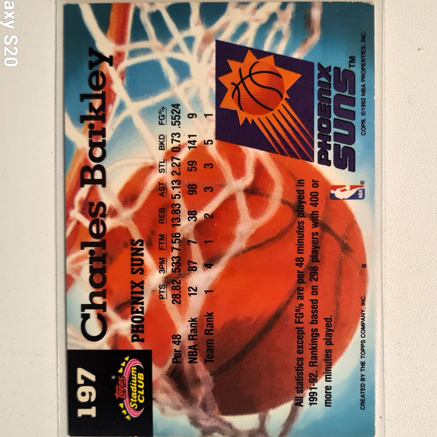 Charles Barkley 1992 Topps stadium club members choice #197 NBA Basketball good sleeved