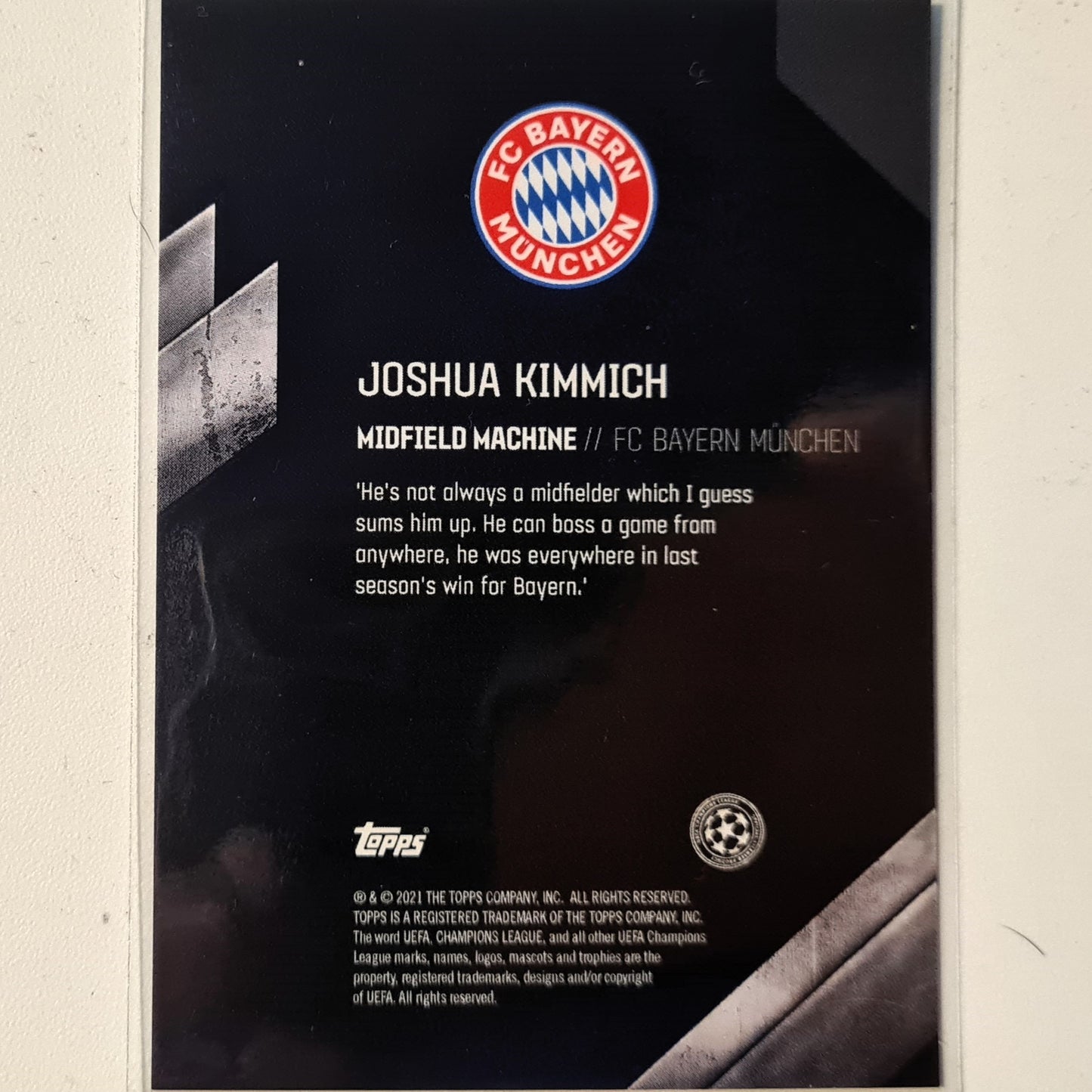 Joshua Kimmich 2021 Topps Champions League   Soccer Football Bayern Munich Mint sleeved