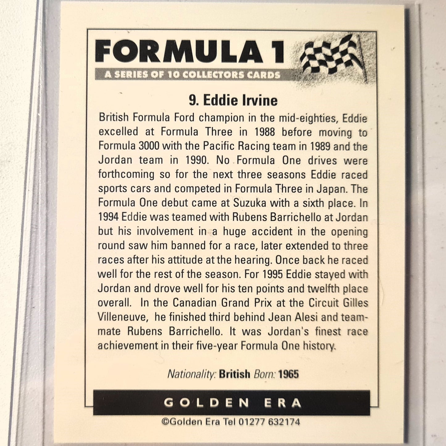 Eddie Jordan Golden Era Formula 1 #9 Jordan Sasol 90's Mint sleeved