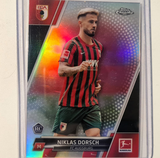 Niklas Dorsch 2022 Topps Chrome Bundesliga Rookie RC refractor #3 soccer football FC Augsburg Excellent/Mint Sleeved