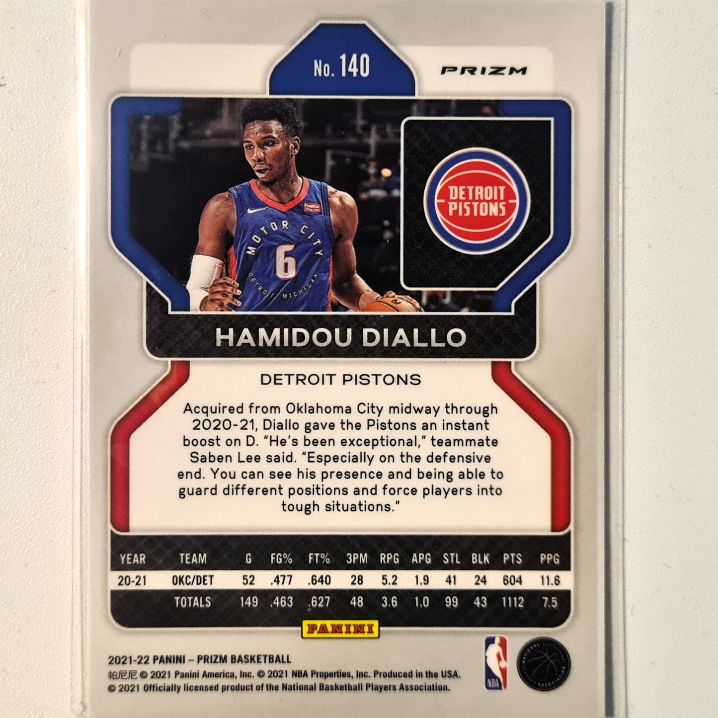 Hamidou Diallo 2021-22 Panini Prizm Rookie RC  Disco Variant #140 NBA Basketball Detroit Pistons Excellent/Mint Sleeved